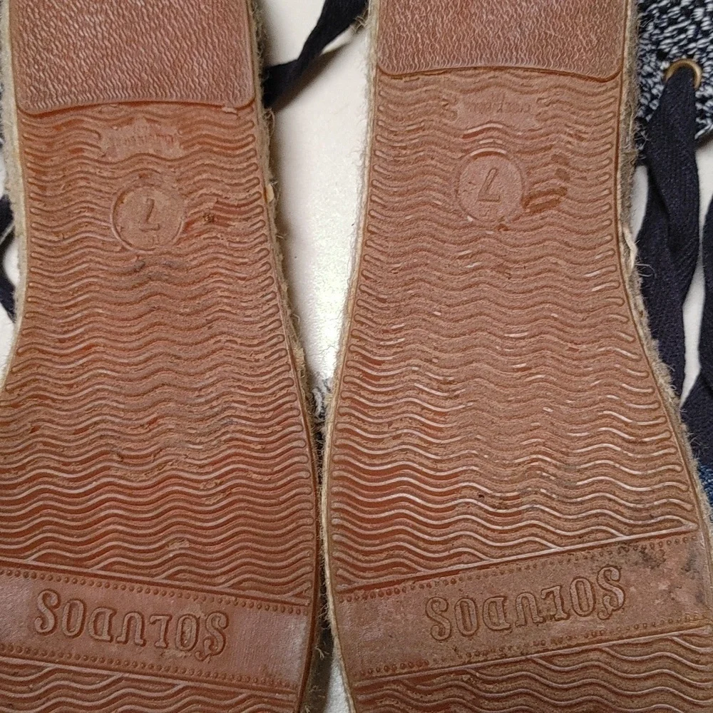 Soludos Denim Lace-Up Flat Espadrille Size 7